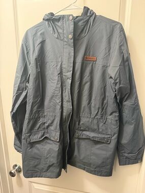 Columbia Slate Blue Hooded Rain Coat